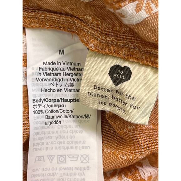 Madewell Peasant Puff Sleeve Boho Floral Stripe Top 100% Cotton Women’s M - Picture 7 of 10